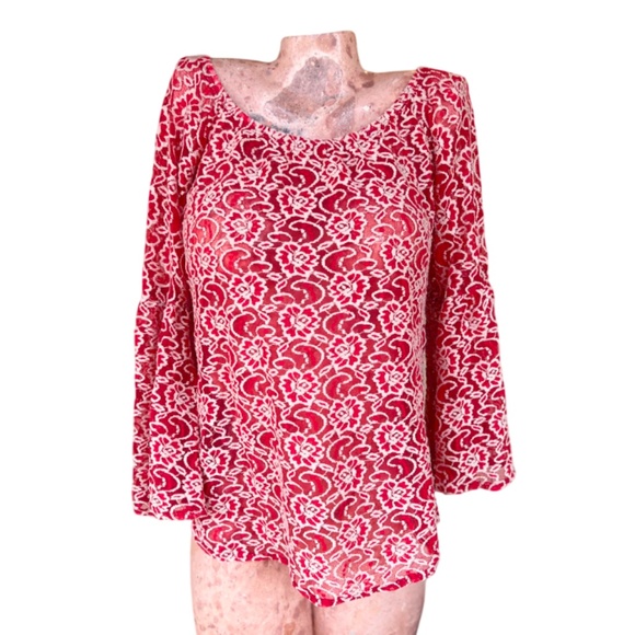 Yahada Tops - Vintage 90s & 70s Bell Long Sleeve Sheer Floral